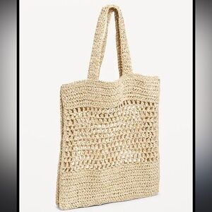 NWOT! Old Navy Straw-Paper Crochet Tote Bag - Elegant Cream Woven Tote Bag